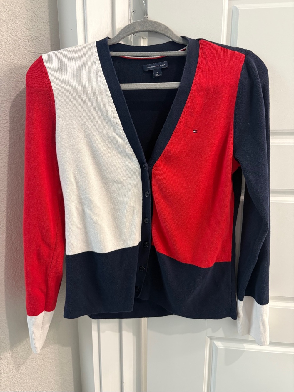 Tommy Hilfiger Women's Colorblock Sweater Cardigan Cotton Size: M